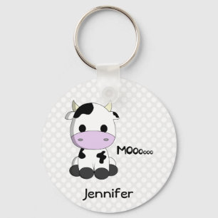 Cute baby kawaii koe cartoon met naam kinder sleutelhanger