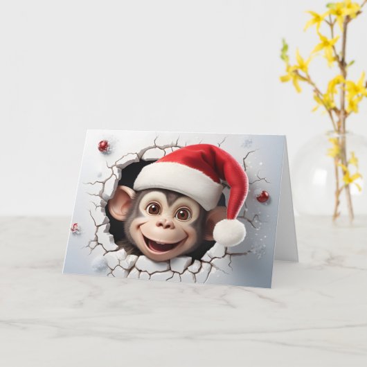 Cute Baby Kerst Dieren 3D Aap Groet Kaart (Gele Bloem)