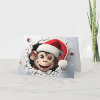 Cute Baby Kerst Dieren 3D Aap Groet Kaart