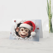 Cute Baby Kerst Dieren 3D Aap Groet Kaart (Voorkant)