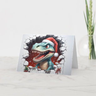 Cute Baby Kerst Dieren 3D Dinosaurus Groet Kaart