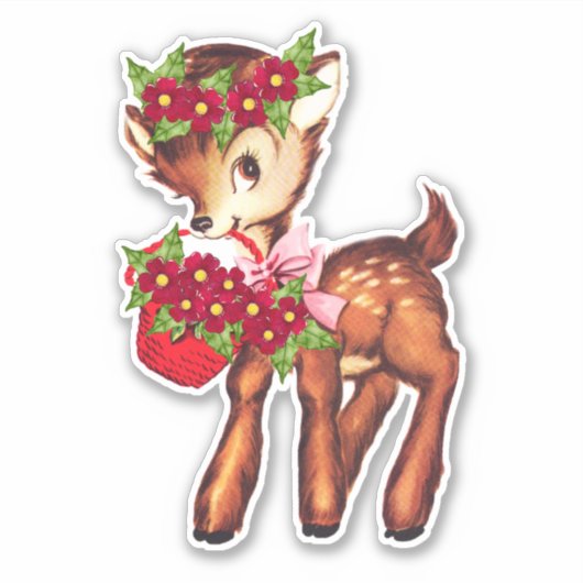 Cute Baby Kerstdeer Sticker (Voorkant)
