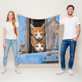 Cute baby kittens in een oud  blauw venster - fleece deken