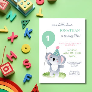 Cute Baby Koala Ballon Kinderverjaardag Kaart