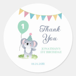 Cute Baby Koala Balloon Party Flag Birthday Ronde Sticker