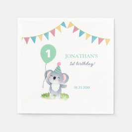 Cute Baby Koala Balloon Party Flag Birthday Servet
