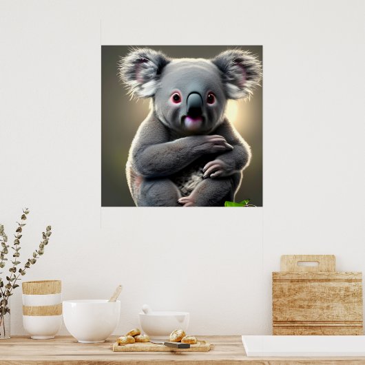 Cute Baby Koala Beer Baby's Slaapkamer  Poster (Keuken)