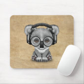 Cute Baby Koala Beer Dj hoofdtelefoons Muismat (Met muis)
