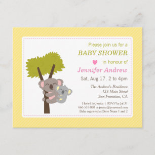 Cute Baby Koala Beer en Mamma Baby Shower Kaart