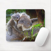 Cute baby koala beer met moeder in een boom muismat (Met muis)