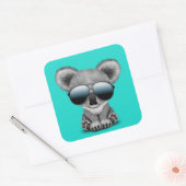 Cute Baby Koala Beer Wearing Sunbril Vierkante Sticker (Envelop)