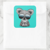 Cute Baby Koala Beer Wearing Sunbril Vierkante Sticker (Tas)