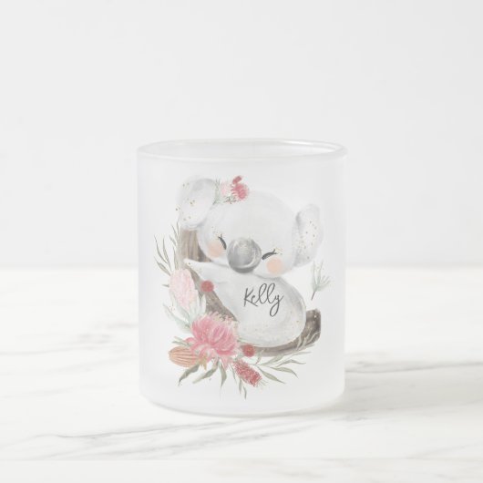 Cute Baby Koala Gold Speckle Matglas Koffiemok (Center)