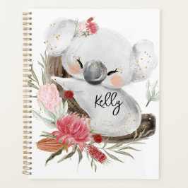 Cute Baby Koala Gold Speckle Planner
