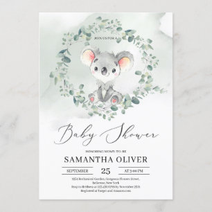 Cute baby koala green eucalyptus Baby shower Kaart