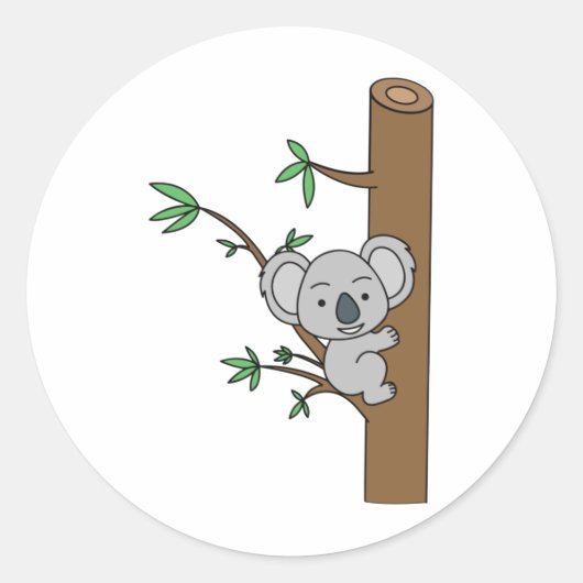 Cute Baby Koala klim een eucalyptusboom Ronde Sticker (Voorkant)