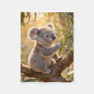 Cute Baby Koala Klimt op Boomtak Vliesdeken Fleece Deken