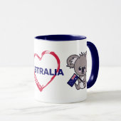 Cute baby koala met Aussie vlag & hart Koffie Mok (Voorkant rechts)