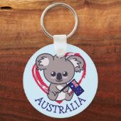 Cute baby koala met Aussie vlag & hart Sleutelhanger (Voorkant)