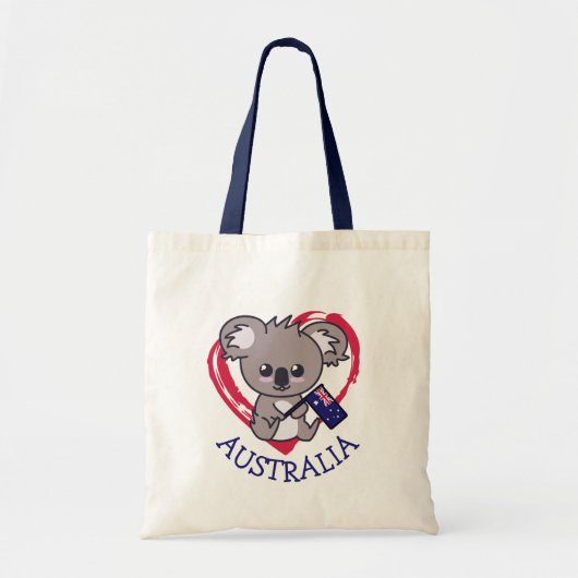 Cute baby koala met Aussie vlag & hart Tote Bag (Voorkant)