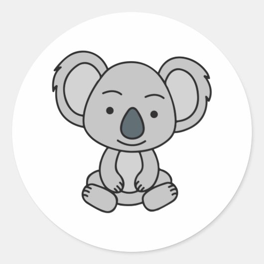 Cute Baby Koala met een glimlach Ronde Sticker (Voorkant)