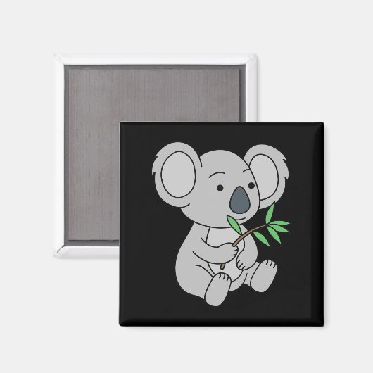 Cute Baby Koala met eucalyptusbladeren Magneet (Voorkant / Achterkant)