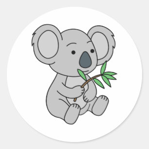 Cute Baby Koala met eucalyptusbladeren Ronde Sticker