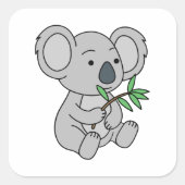 Cute Baby Koala met eucalyptusbladeren Vierkante Sticker (Voorkant)