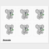 Cute Baby Koala met eucalyptusbladeren Vierkante Sticker (Vel)
