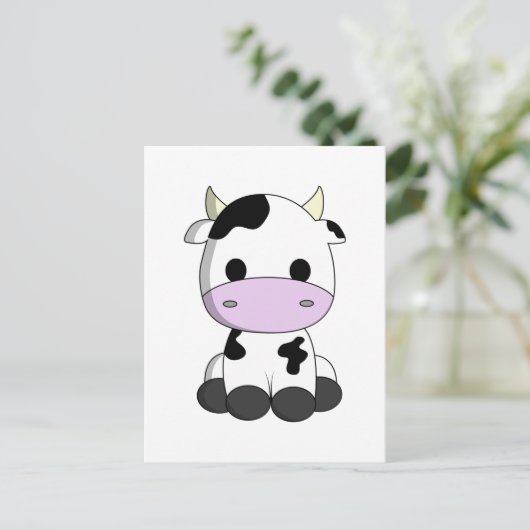 Cute baby-koe-cartoon briefkaart (Staand voorkant)