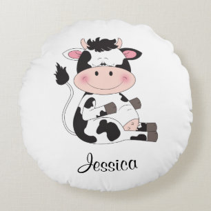 Cute Baby Koe Cartoon Rond Kussen