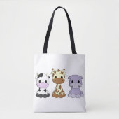 Cute baby koe giraffe hippo cartoon tote bag (Voorkant)