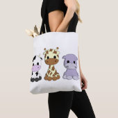 Cute baby koe giraffe hippo cartoon tote bag (Dichtbij)