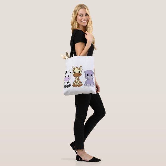 Cute baby koe giraffe hippo cartoon tote bag (Op model)