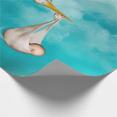 Cute baby komt met ooievaar cadeaupapier (Hoek)