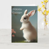 Cute Baby Konijn Portret Pasen Kaart (Gele Bloem)
