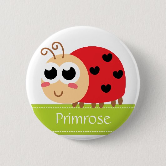 Cute Baby Ladybug met hartvlekken Ronde Button 5,7 Cm (Voorkant)