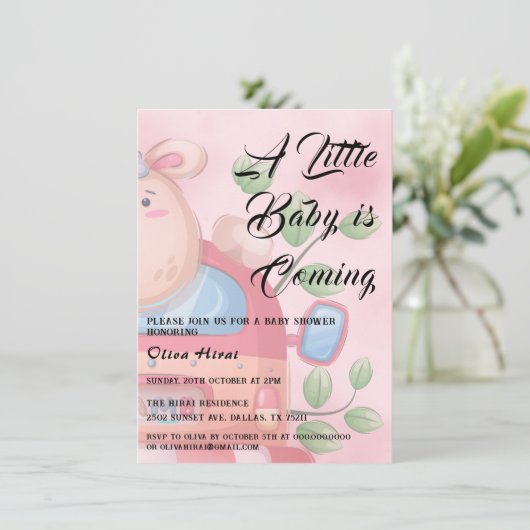 Cute Baby Lamb Baby shower Invitation Kaart (Staand voorkant)