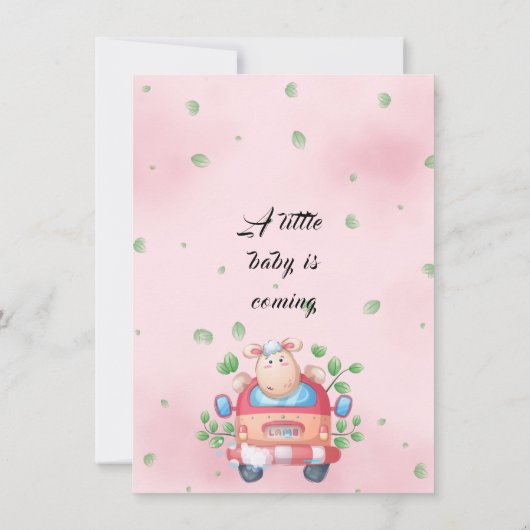 Cute Baby Lamb Baby shower Invitation Kaart (Achterkant)