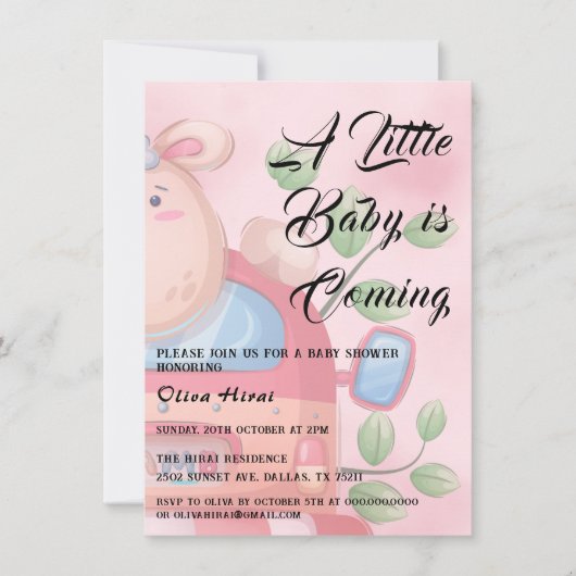 Cute Baby Lamb Baby shower Invitation Kaart (Voorkant)