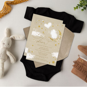 Cute Baby Lamb Ballon Baby shower Uitnodiging