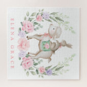 Cute Baby Lamb & Bunny Floral Greenery Easter Gift Legpuzzel (Horizontaal)