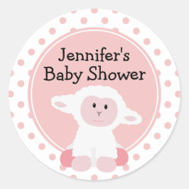 Cute Baby Lamb en Polka Dots Personalized Ronde Sticker