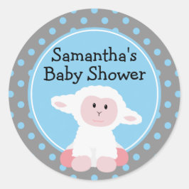 Cute Baby Lamb en Polka Dots Personalized Ronde Sticker
