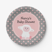 Cute Baby Lamb met Polka Dots Baby shower Papieren Bordje (Voorkant)