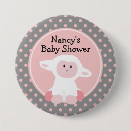 Cute Baby Lamb met Polka Dots Baby shower Ronde Button 7,6 Cm