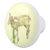 Cute Baby Lamb op Gele Keramische Knoop Keramische Knop (Rechts)