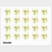 Cute Baby Lamb op gele Stickers (Vel)