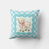 Cute Baby Lamb Pink Bow Gingham Pattern Kussen (Achterkant)