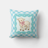 Cute Baby Lamb Pink Bow Gingham Pattern Kussen (Voorkant)